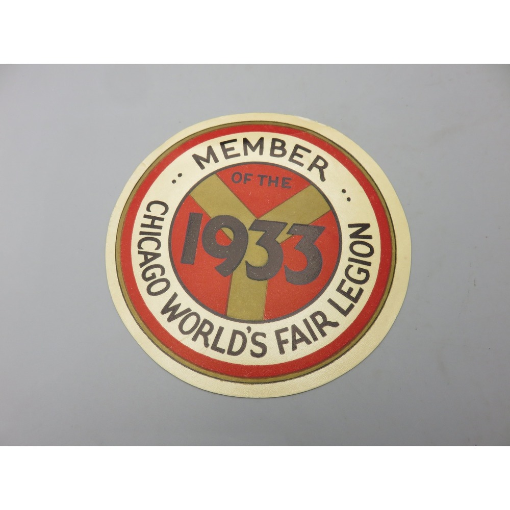 Vintage 1933 Chicago World's Fair Legion Member Decal Century of Progress Item